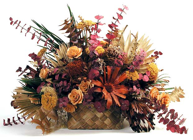 Tropical Dried Lauhala Basket Arrangement